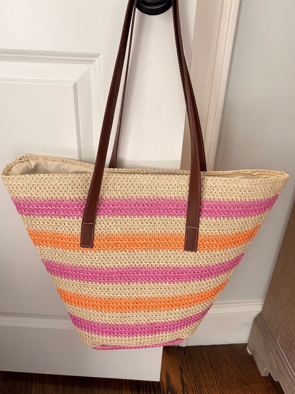 Old Navy Striped Straw Tote NWOT